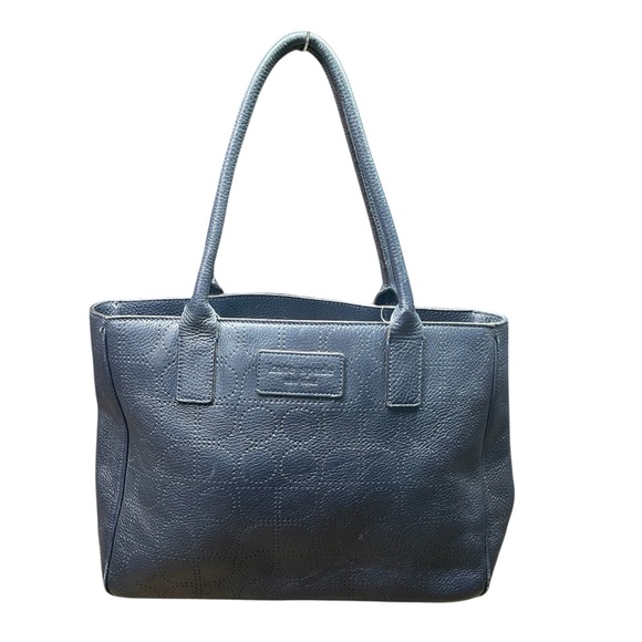 kate spade Handbags - Kate Spade Navy Blue Perforated Pebbled Leather Satchel Shoulder Handbag